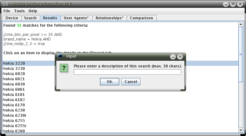 Save search dialog