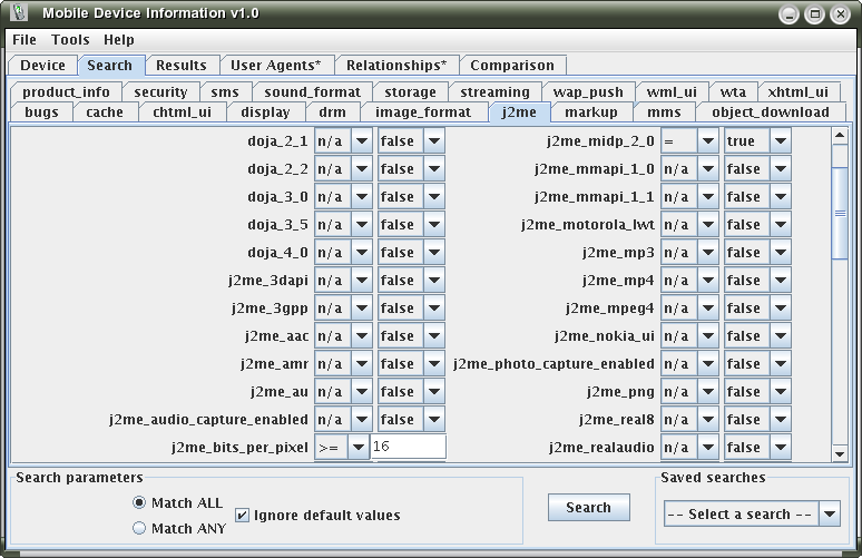 Searching for MIDP-2.0 hi-colour devices